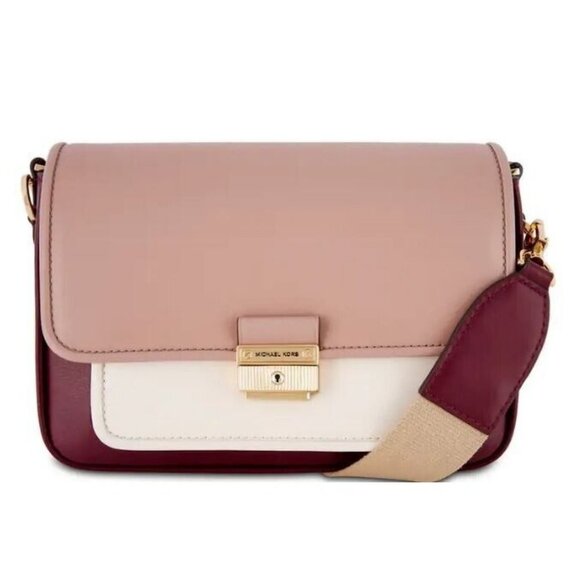 MICHAEL KORS Bradshaw leather women's crossbody messenger bag -BERRY MULTI - Picture 1 of 13